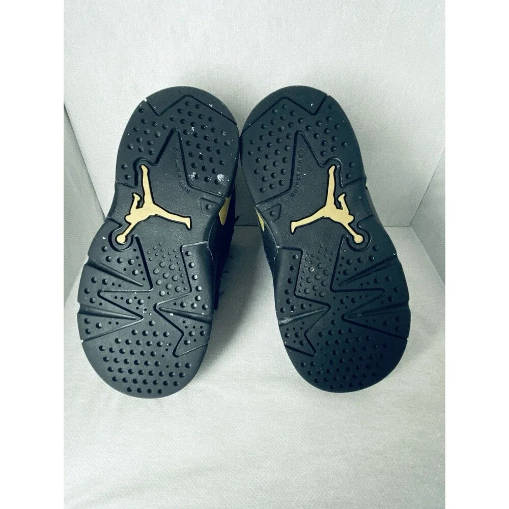 Nike Air Jordan 6 Retro Defining Moments Black Gold Kids Sneakers Size 8C